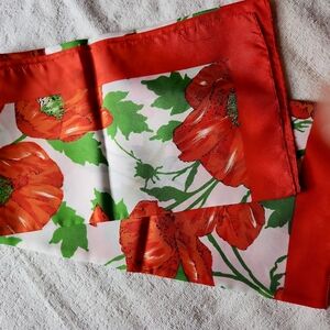 Beautiful Red/Grn Floral Red Scarf